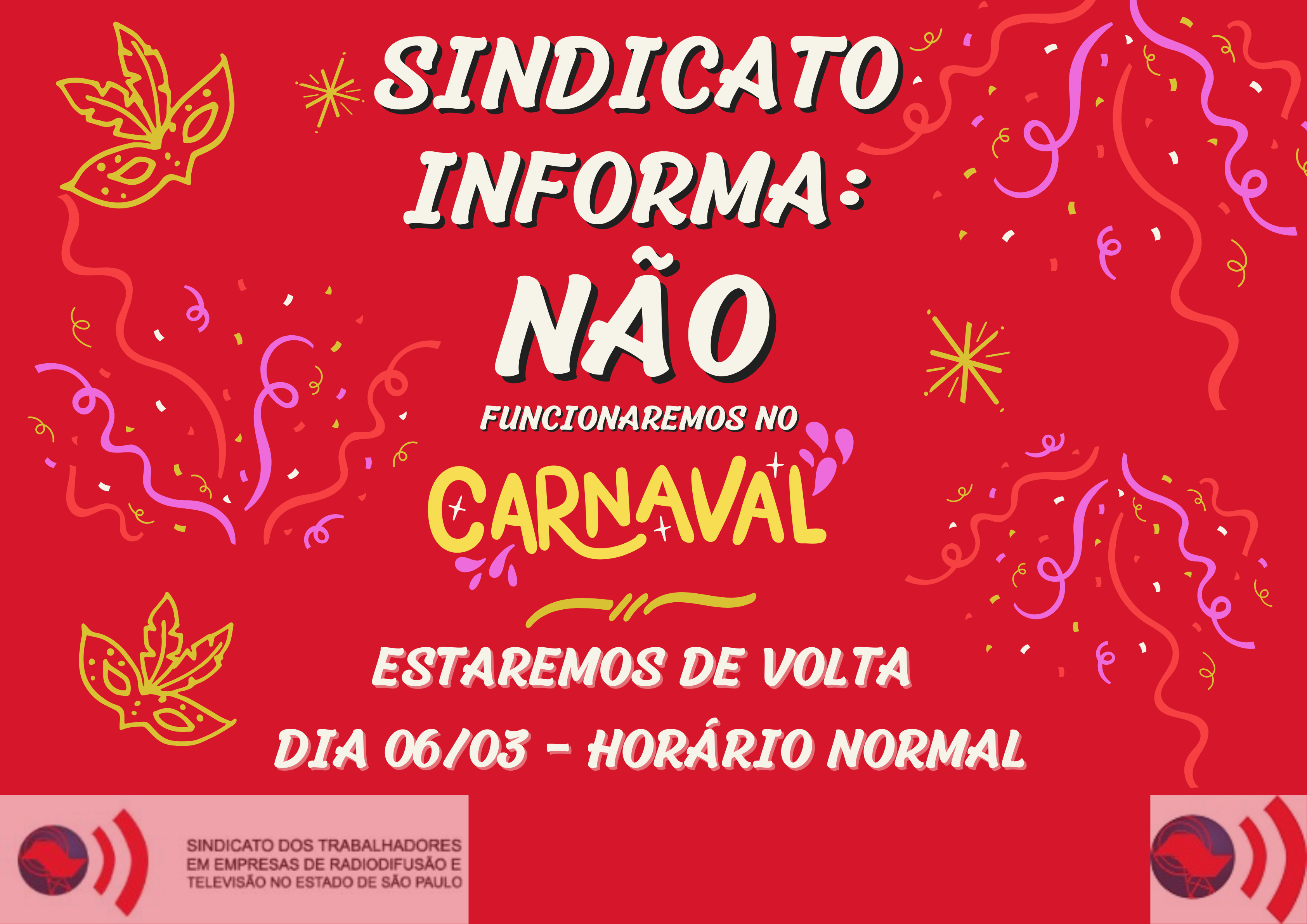 CARNAVAL: EXPEDIENTE DO SINDICATO